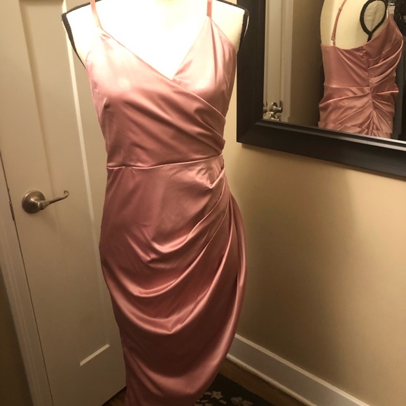 Parthea satin ruched side asymmetrical dress size Large - Picture 5 of 10